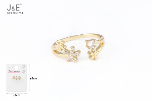 [930714] [6u/cx]Anillo electrochapado en oro verdadero de 14K
