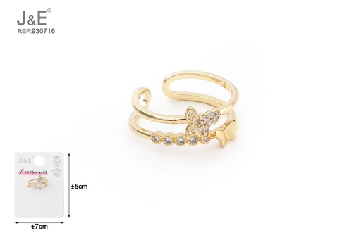 [930716] [6u/cx]Anillo electrochapado en oro verdadero de 14K