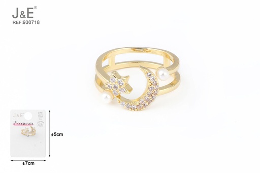 [930718] [6u/cx]Anillo electrochapado en oro verdadero de 14K