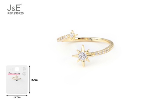 [930720] [6u/cx]Anillo electrochapado en oro verdadero de 14K