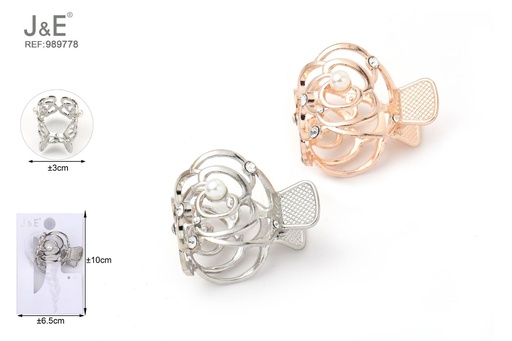 [989778] [12u/cx]Broche de perla con rosa de aleación sólida para coleta