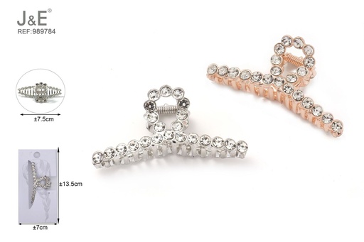 [989784] [12u/cx]Pinza de garra con perchero y detalles de diamante 8 cm