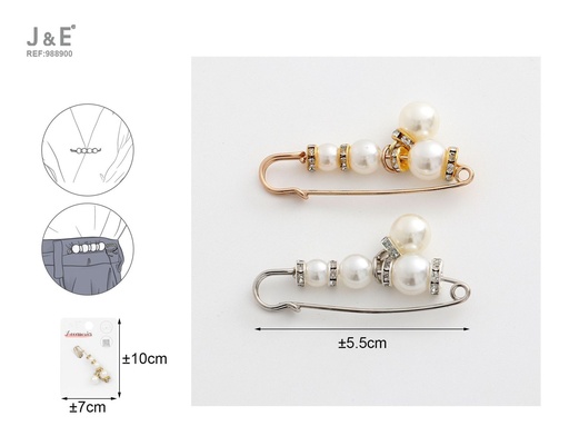 [988900] [12u/cx]Broche colgante de perlas 5.5 cm