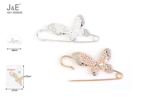[928930] [12u/cx]Broche de mariposa con perlas 8CM