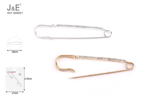 [928931] [12u/cx]Broche de una fila con diamante de imitación de 8 cm