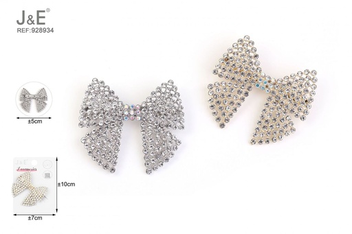 [928934] [12u/cx]Broche pequeño de lazo con diamantes completos, 4-5 cm