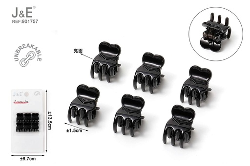[901757] [12u/cx]Set de 6 pinzas pequeñas negras 1.5 cm