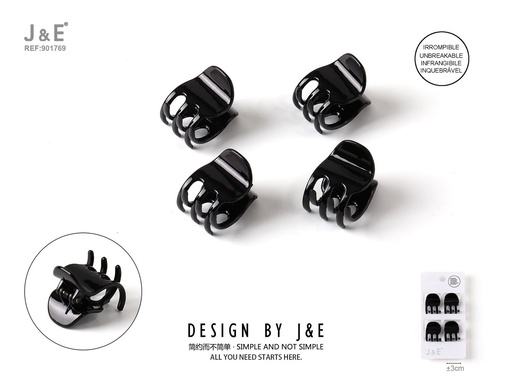 [901769] [12u/cx]Set de 4 pinzas pequeñas negras 3 cm