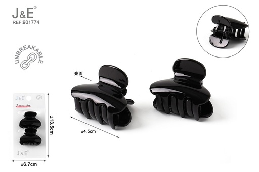 [901774] [12u/cx]Set de 2 pinzas pequeñas negras 4.5 cm