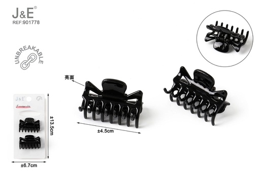 [901778] [12u/cx]Set de 2 pinzas pequeñas negras 4.5 cm