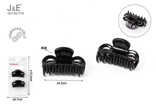 [901779] [12u/cx]Set de 2 pinzas pequeñas negras 4.5 cm