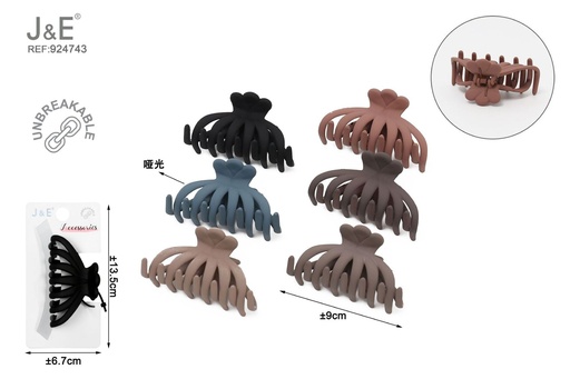 [924743] [12u/cx]Pinza de garra de 9.0cm modelo 6203 - Esmalte elástico en 6 colores oscuros