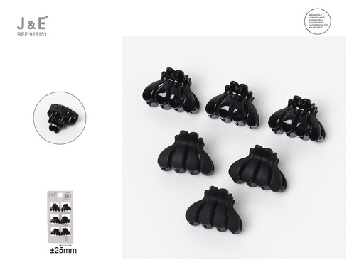 [926151] [12u/cx]Set de 6 mini pinzas de garra de 2cm, modelo 6344
