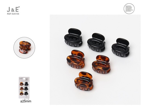 [926158] [12u/cx]Set de 6 mini pinzas de garra de 2.5cm, modelo 6357
