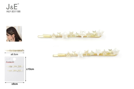 [931196] [12u/cx]Conjunto de hebillas con diseño de estrella blanca 2 piezas