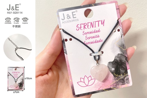 [928114] [12u/cx]Colgante de corazón de piedra natural, cuarzo rosa