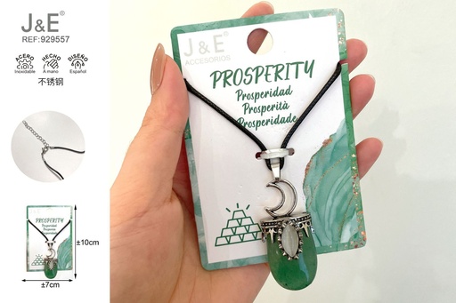 [929557] [12u/cx]Colgante ovalado con soporte de aleación luna y estrella 2x4.5 cm, aventurina verde